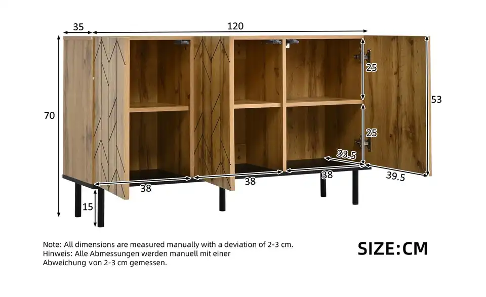 Sideboard, Bemaßung