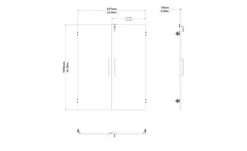 2 Türen mit Schloß Saale, Bemaßung