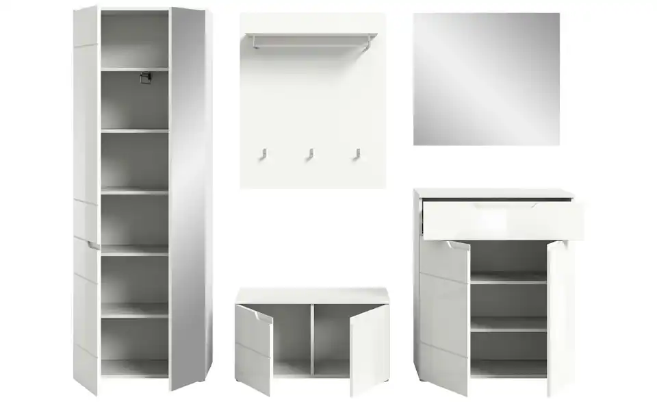 Garderobenkombination, geöffnet