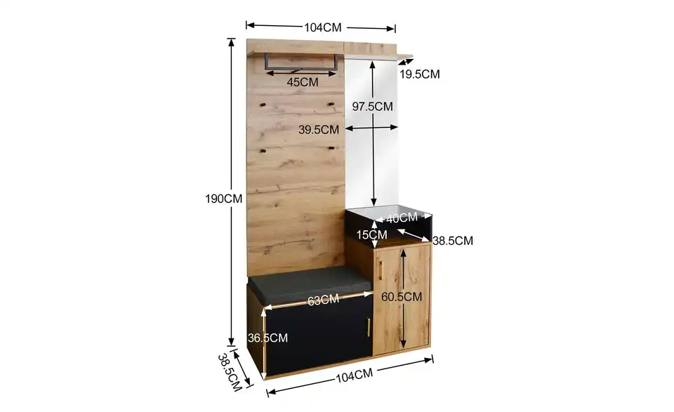 Garderobe, Bemaßung