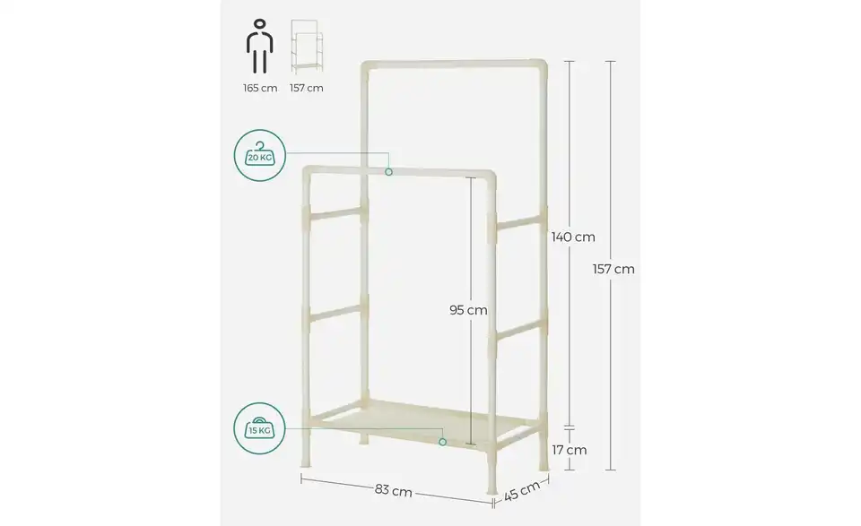 Kleiderständer Denni, Bemaßung