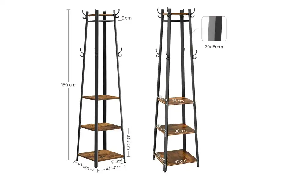 Kleiderständer Barnet, Bemaßung