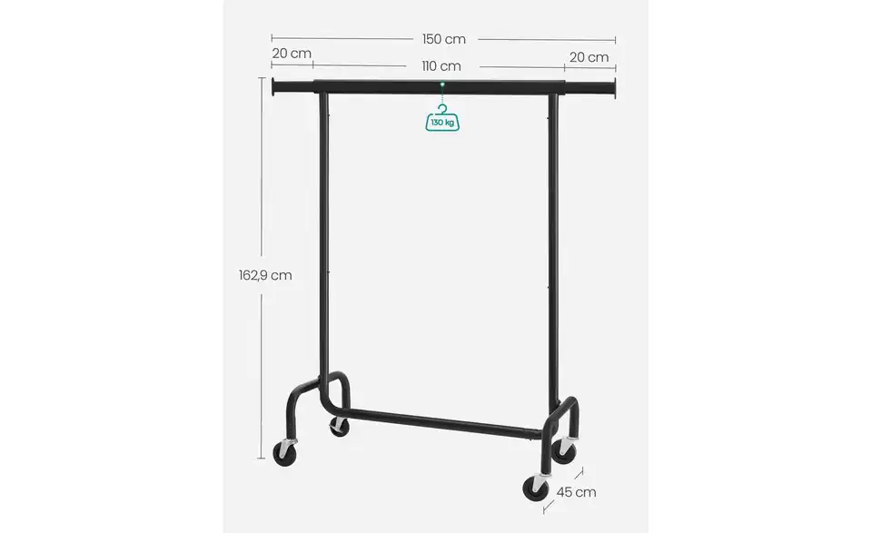 Kleiderständer Pataye, Bemaßung