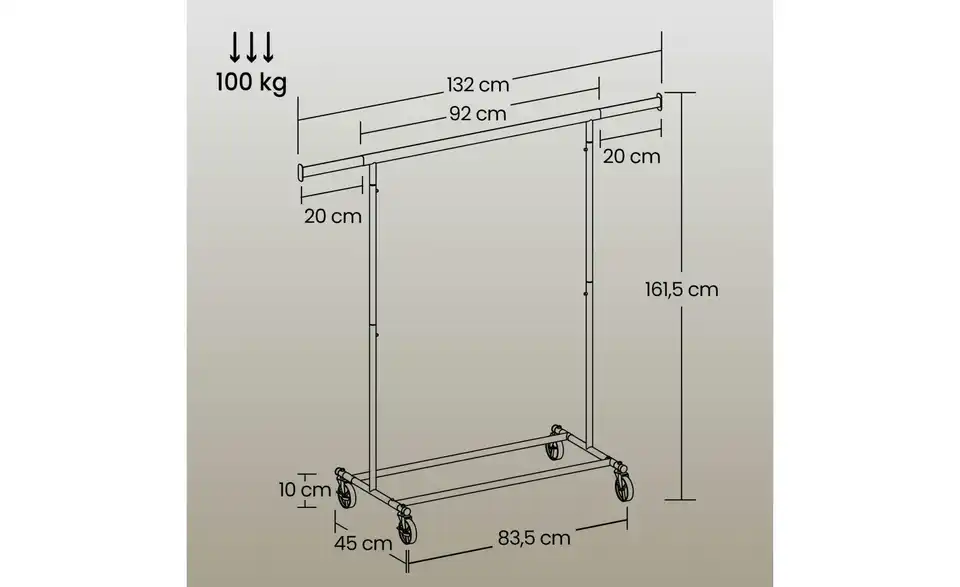 Kleiderständer Pataye, Bemaßung