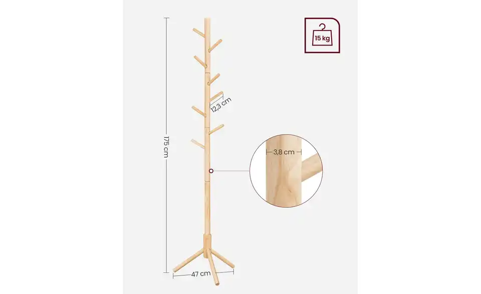 Garderobenständer Andi, Bemaßung