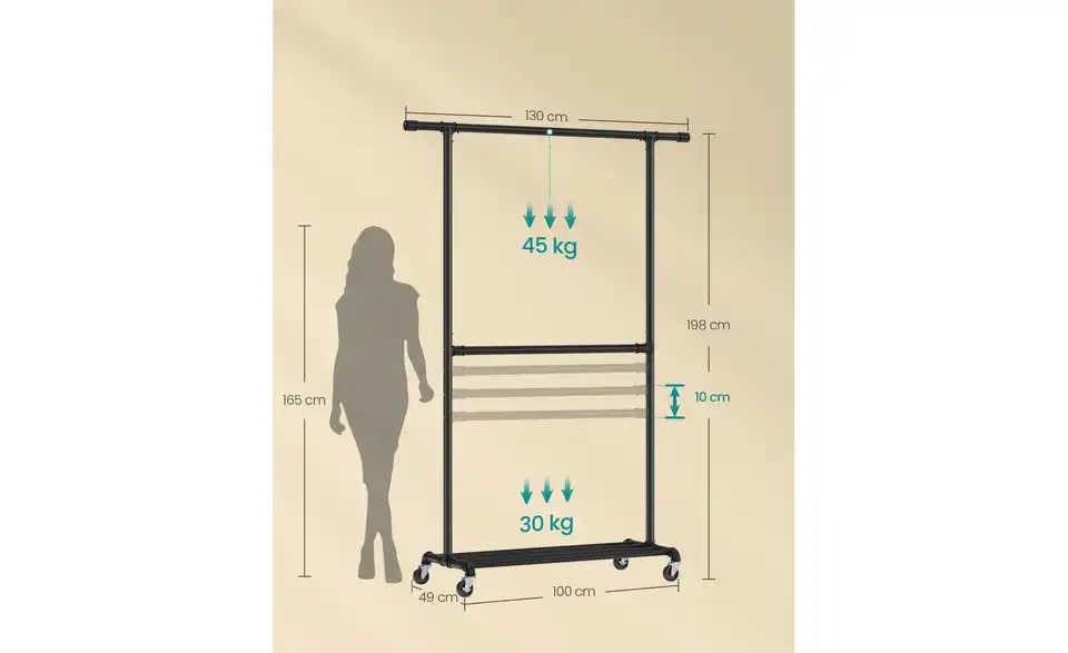 Kleiderständer Dalson, Bemaßung