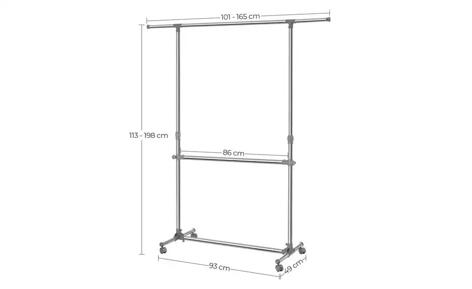 Kleiderstange Pataye, Bemaßung
