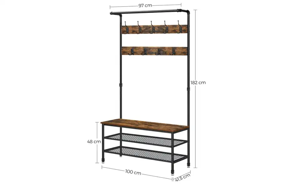 Kompaktgarderobe Dalson, Bemaßung