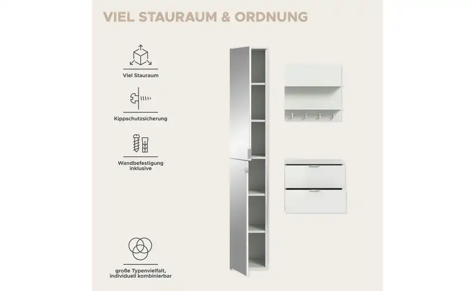 Garderobenkombination, Bild mit Text