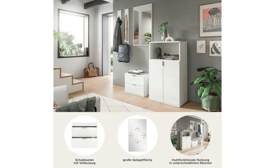Garderobenkombination, Bild mit Text