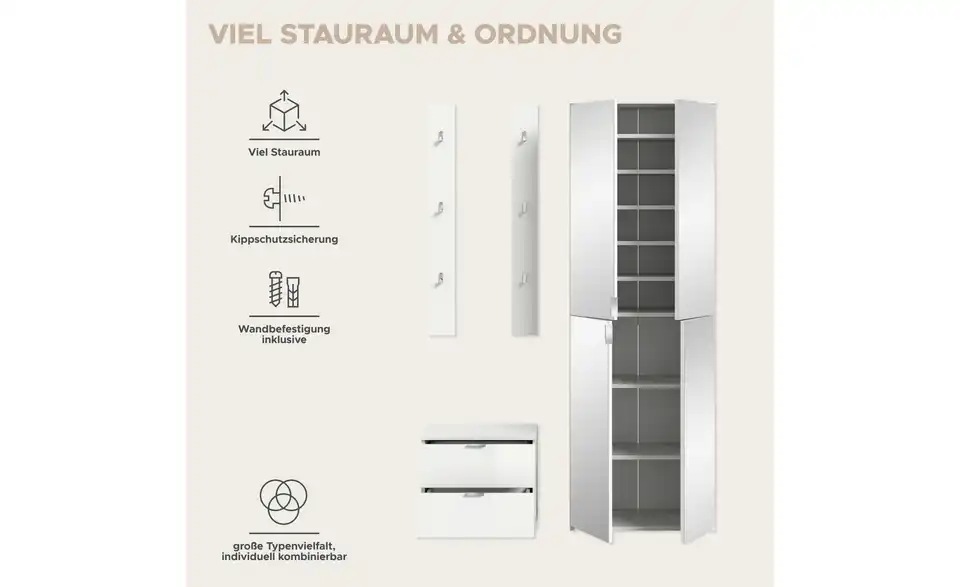 Garderobenkombination, Bild mit Text