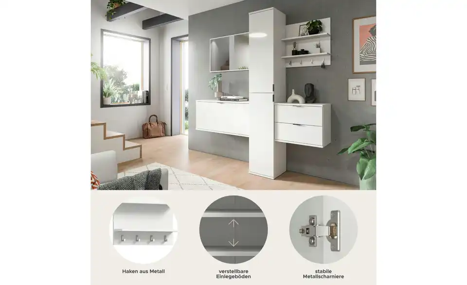 Garderobenkombination, Bild mit Text