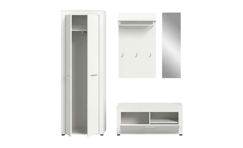 Garderobenkombination, geöffnet