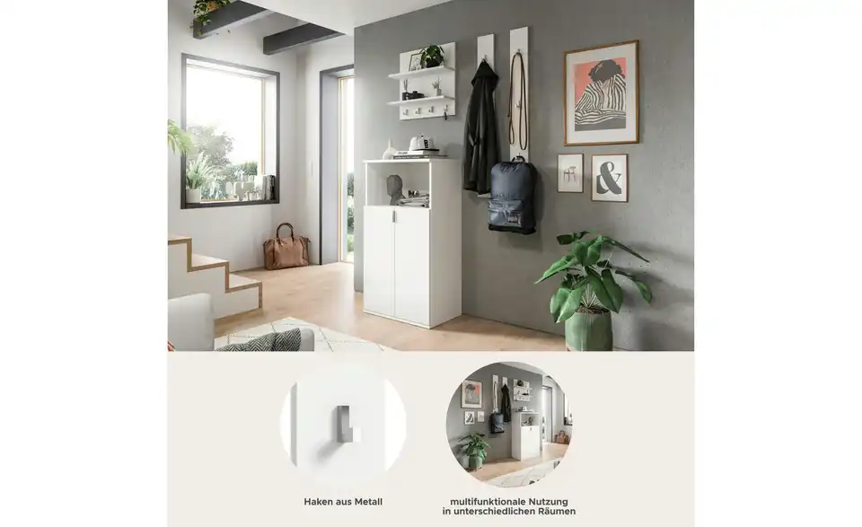 Garderobenkombination, Bild mit Text