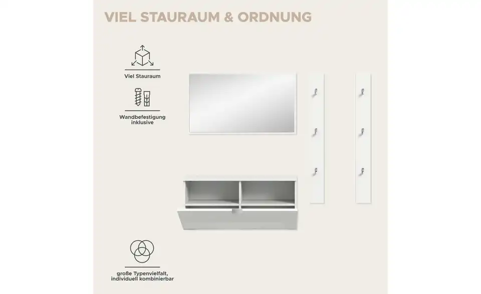 Garderobenkombination, Bild mit Text