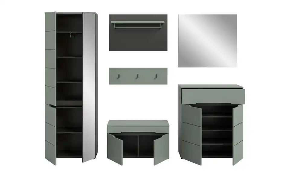 Garderobenkombination 6-teilig Canu, geöffnet