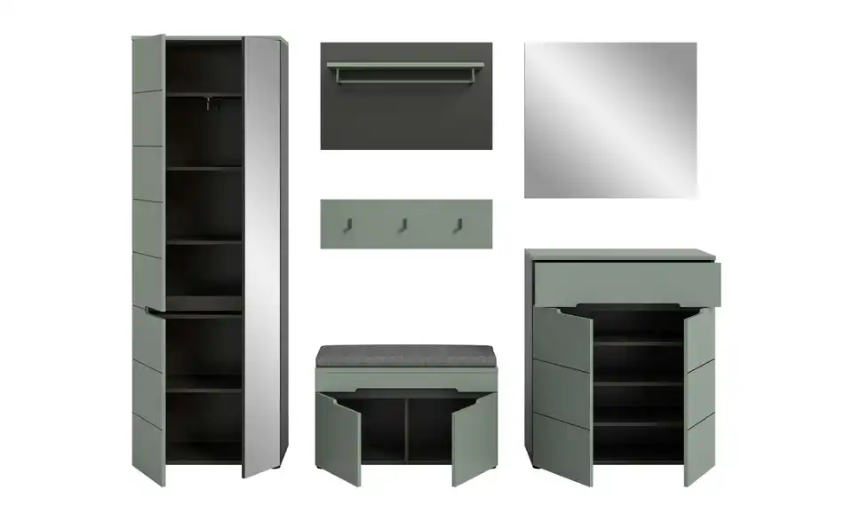 Garderobenkombination, geöffnet