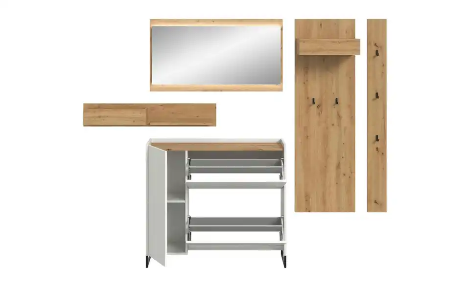 Garderobenkombination, geöffnet