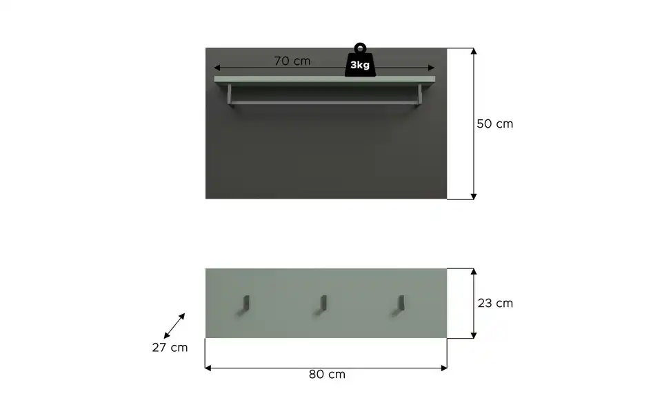 Garderobenpaneel, Bemaßung