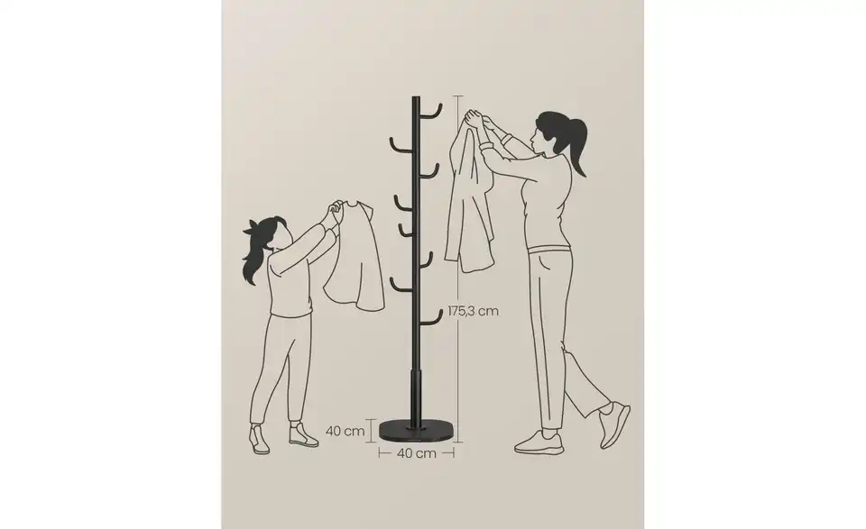 Garderobenständer, Bemaßung