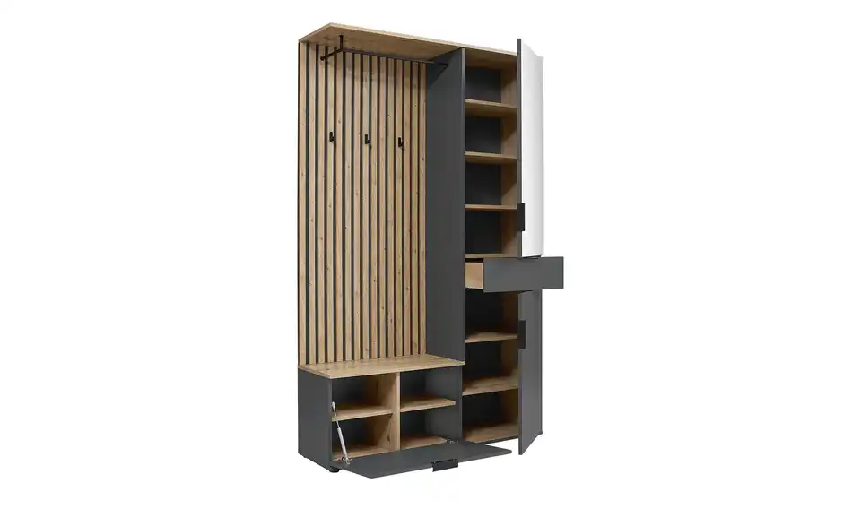 Kompaktgarderobe Mocha, geöffnet