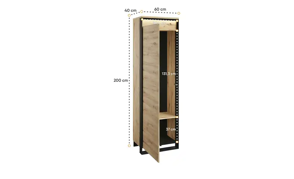 Garderobenschrank Quito, Bemaßung