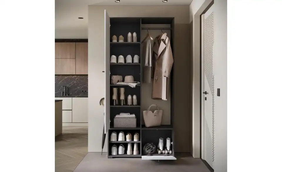 Garderobe, geöffnet