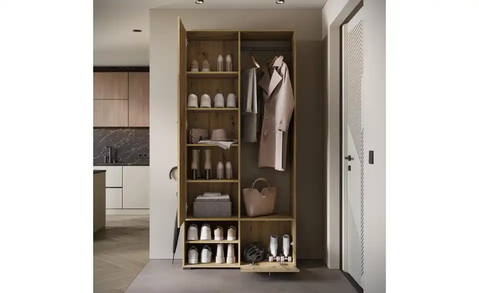 Garderobe, geöffnet