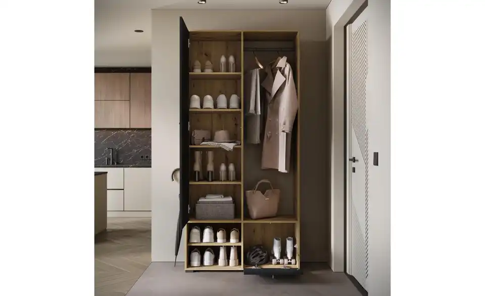 Garderobe, geöffnet