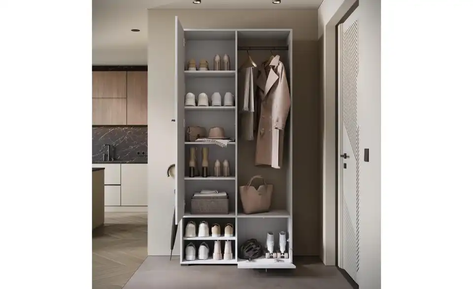 Garderobe, geöffnet