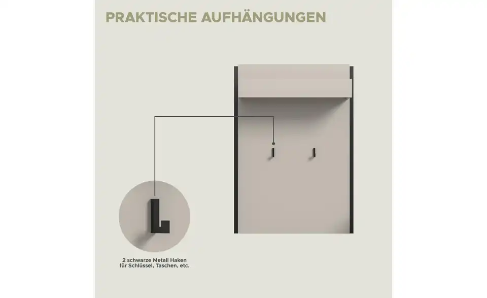Garderobenkombination, Bild mit Text