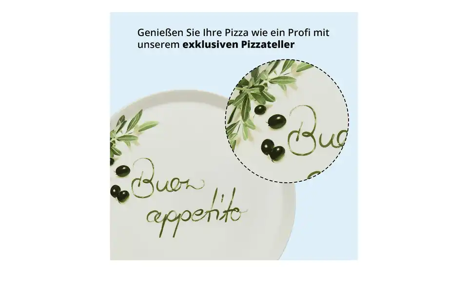 Peill+Putzler Pizzateller, Bild mit Text