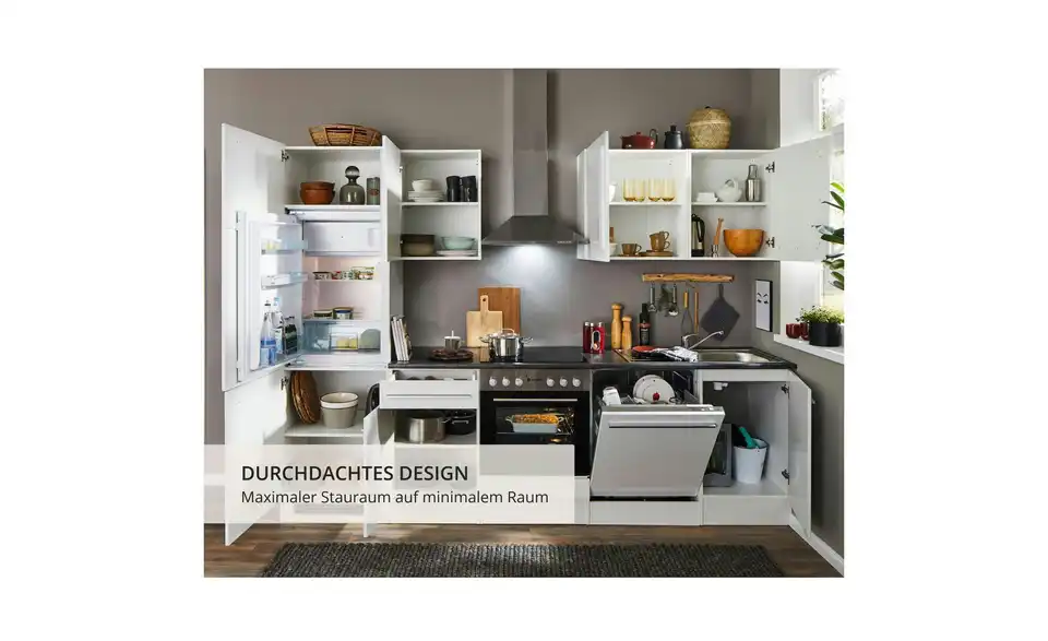 Küchenzeile mit E-Geräten, Bild mit Text