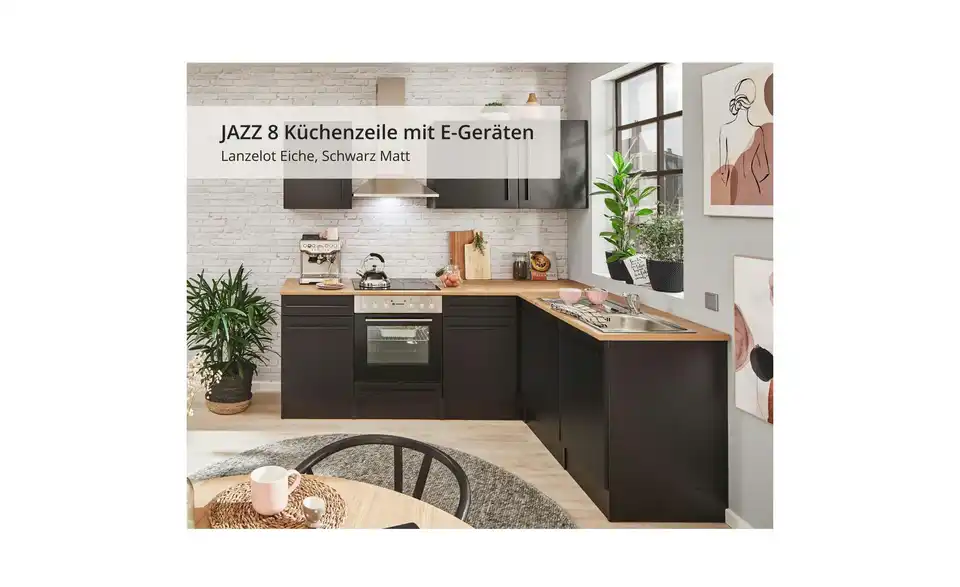 Küchenzeile mit E-Geräten, Bild mit Text