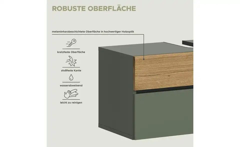 Badkombination, Bild mit Text