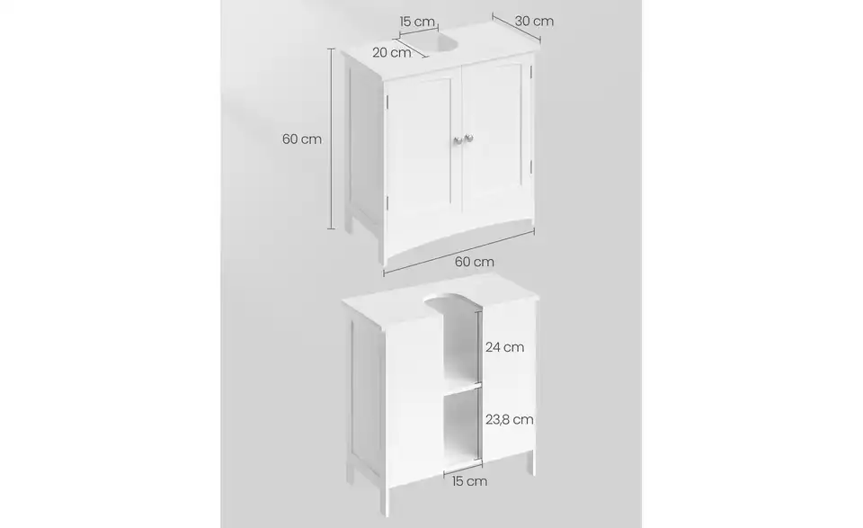 Bad-Unterschrank, Bemaßung