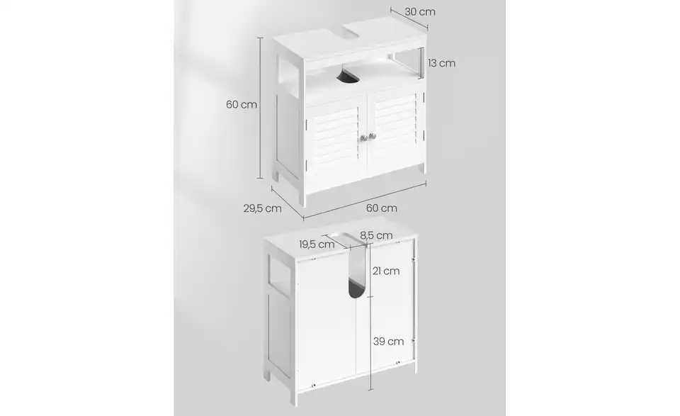 Bad-Unterschrank, Bemaßung