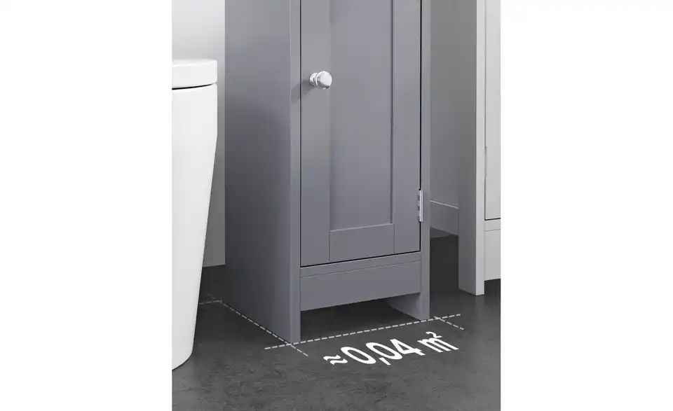 Bad-Hochschrank, Bild mit Text