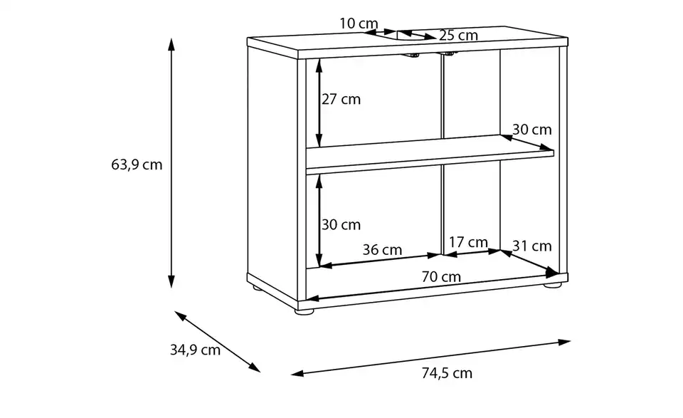 Waschbeckenunterschrank Bolivar, Bemaßung