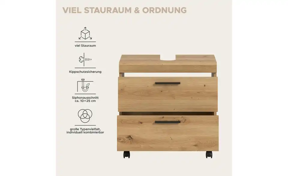 Waschbeckenunterschrank, Bild mit Text