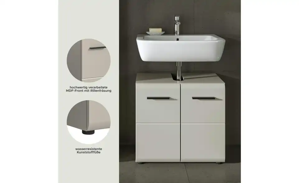 Waschbeckenunterschrank, Bild mit Text