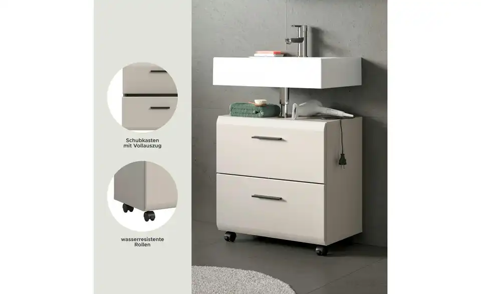 Waschbeckenunterschrank, Bild mit Text