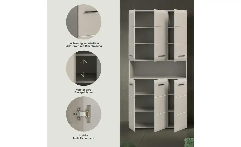 Hochschrank, Bild mit Text