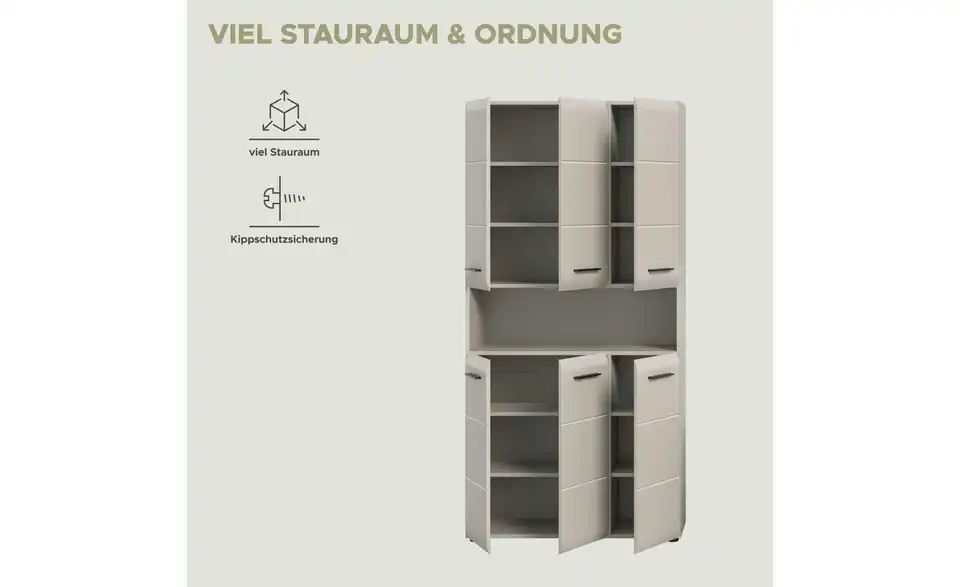 Hochschrank, Bild mit Text