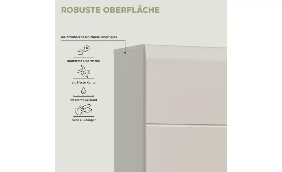 Hochschrank, Bild mit Text