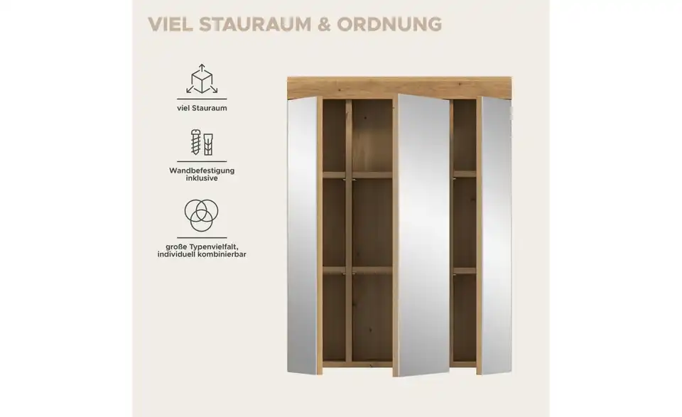 Spiegelschrank, Bild mit Text