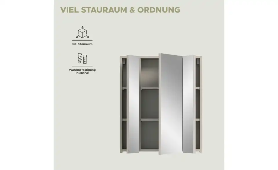 Spiegelschrank, Bild mit Text