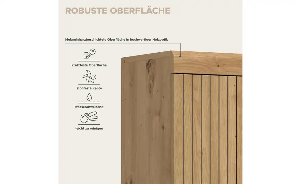 Hängeschrank, Bild mit Text