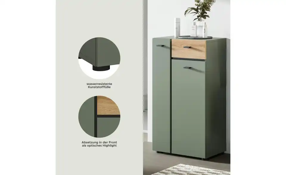 Standschrank, Bild mit Text