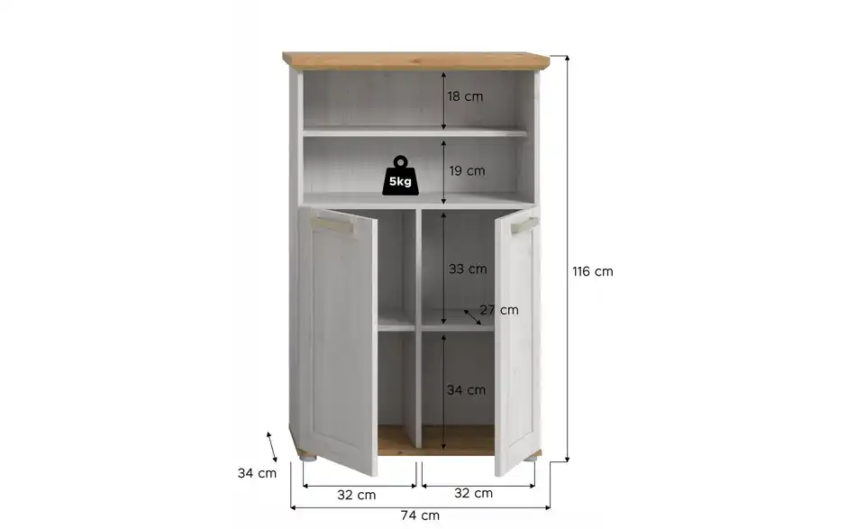 Midischrank, Bemaßung